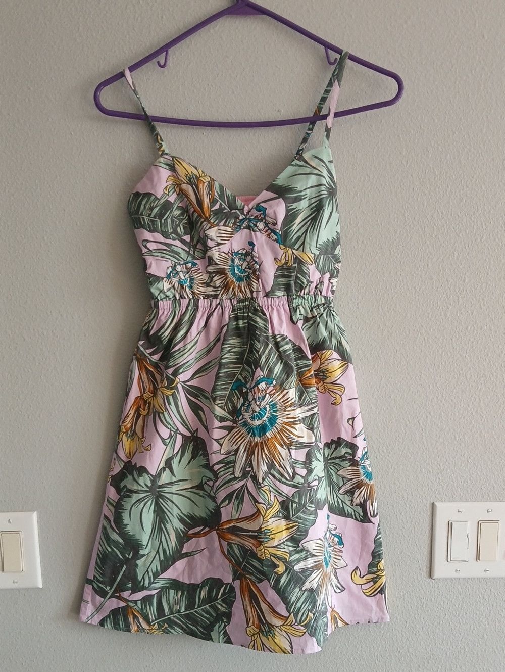 J. Crew Pink Floral Tropical Spaghetti-Strap Sundress Xxs Hawaii Vacation